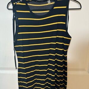 Tahari  Navy and Yellow Striped Women's Top